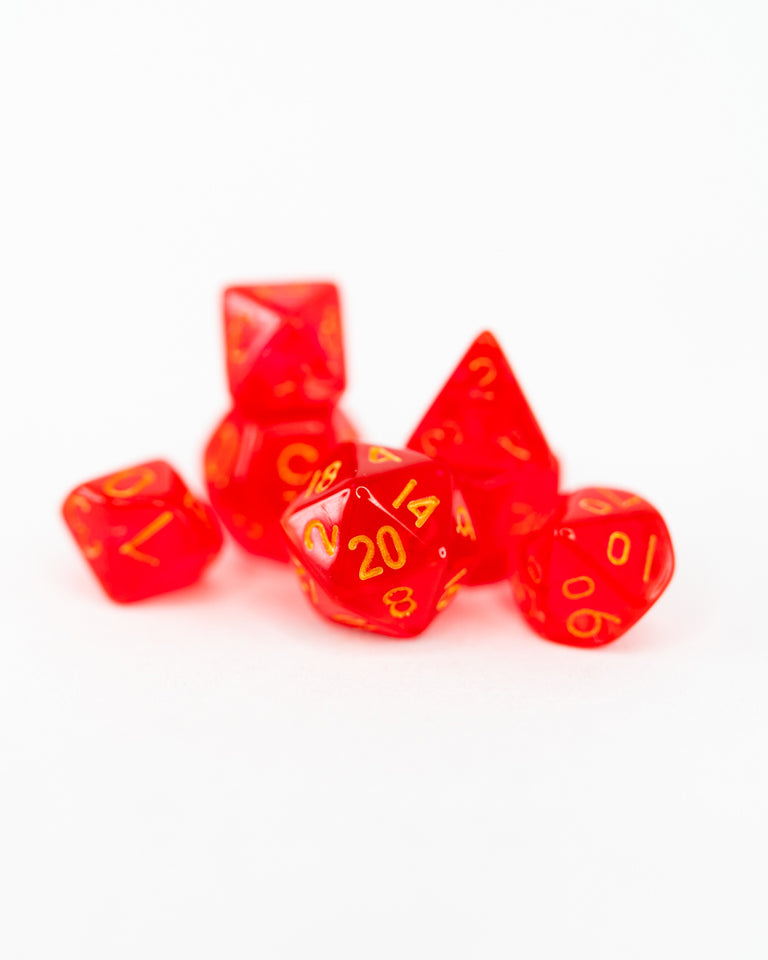 Cherry On Top | 7 Piece Mini Acrylic Polyhedral Dice Set - Emberglow Gaming