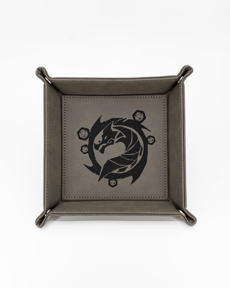 The Waiting Wyvern | Vegan Leather Dice Rolling Tray - Emberglow Gaming