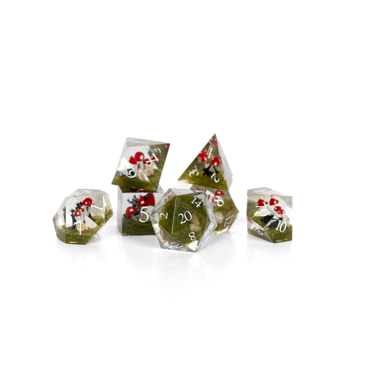 Absolem’s Magic Mushrooms | 7 Piece Sharp Edge Inclusion Dice Set