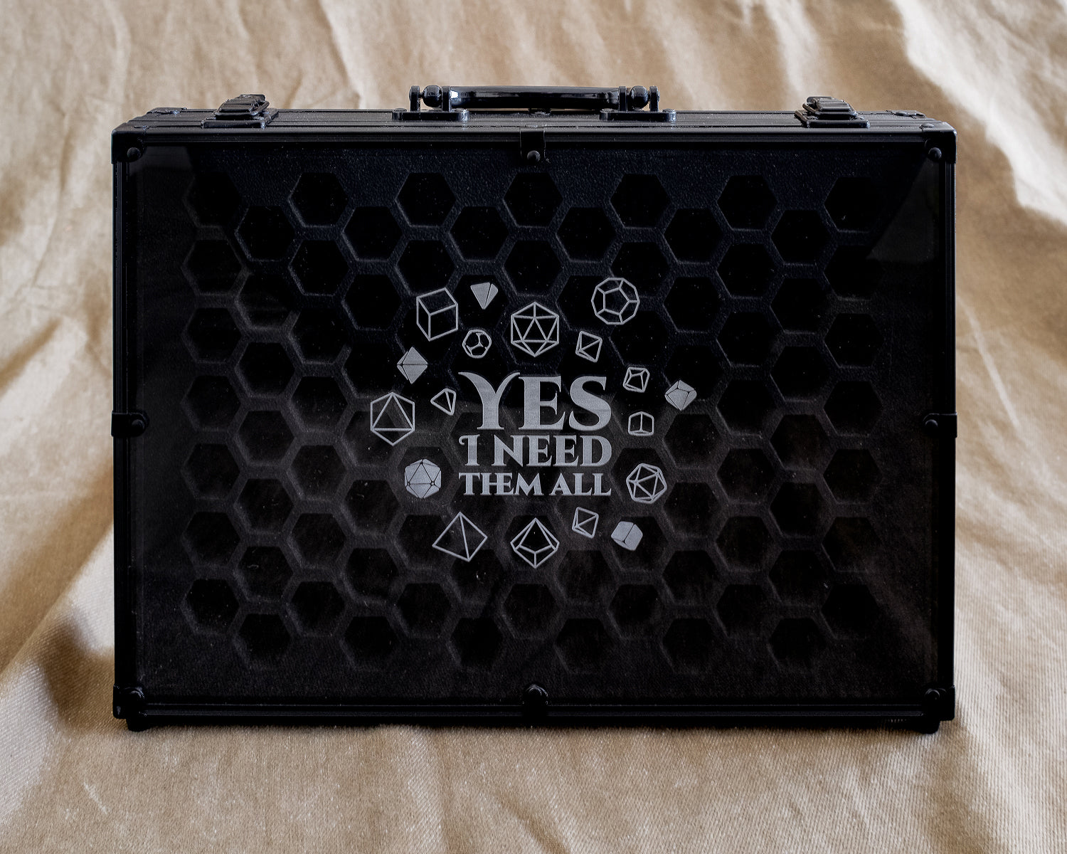 Yes I Need Them All | 26 Set Capacity | Plexi Glass Chest of Hoarding Dice Display Case - Emberglow Gaming