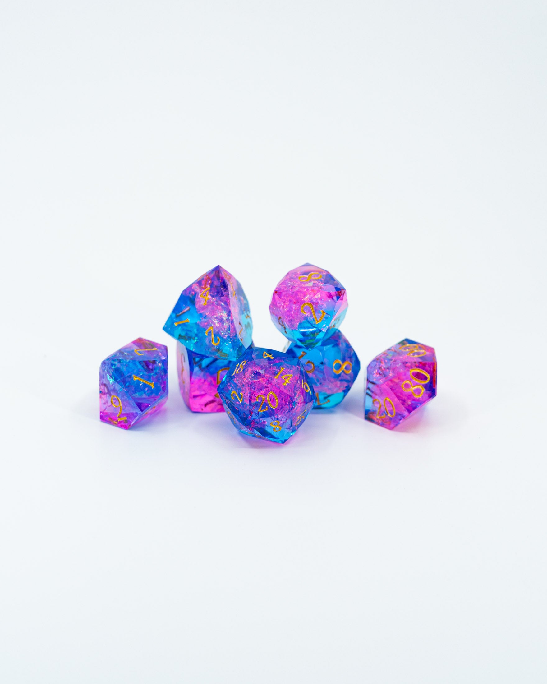 Lover’s Laugh| 7 Piece "Glass Cut" Gem Resin Dice Set