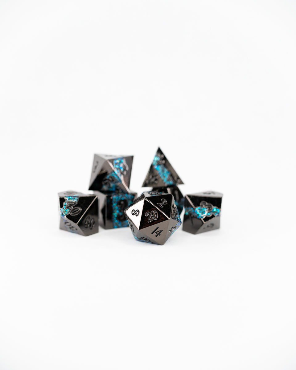 Fool's Tide | 7 Piece Metal Dice Set - Emberglow Gaming