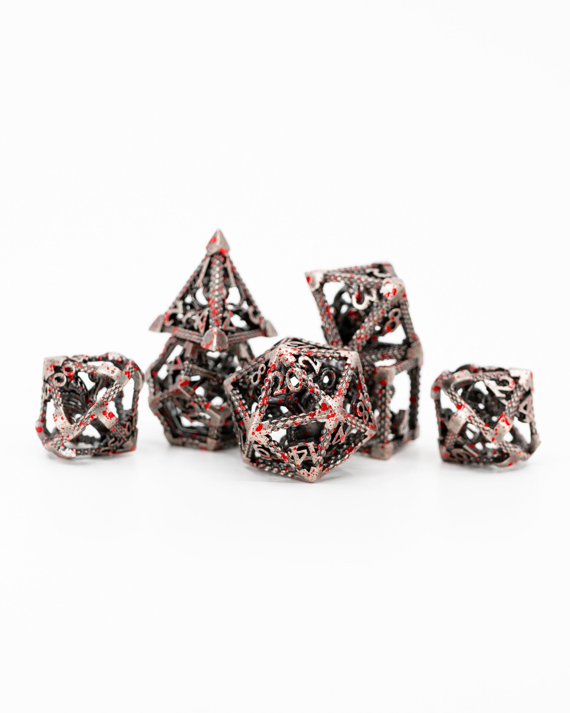 Scylla's Rage | Hollow Octopus Core | 7 Piece Hollow Metal Dice Set - Emberglow Gaming
