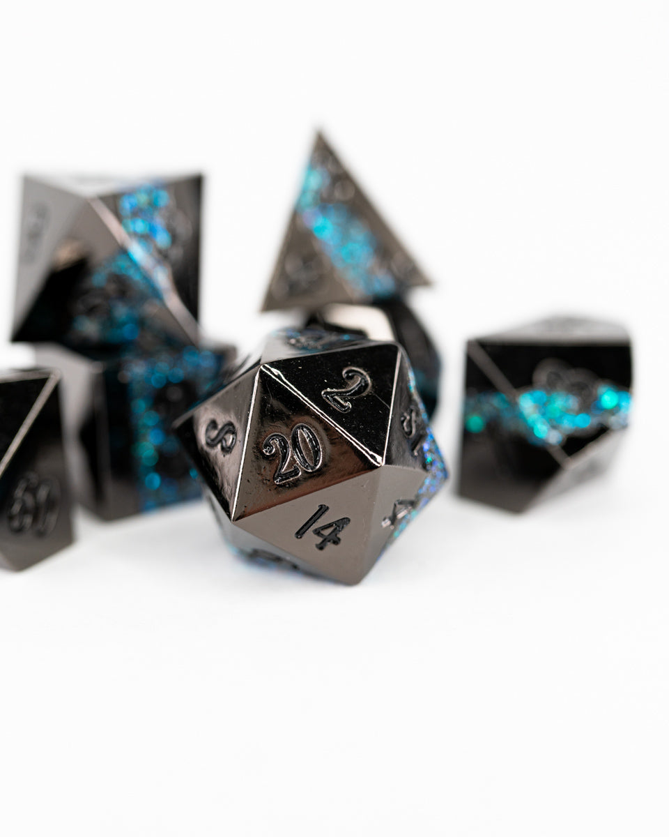 Fool's Tide | 7 Piece Metal Dice Set - Emberglow Gaming