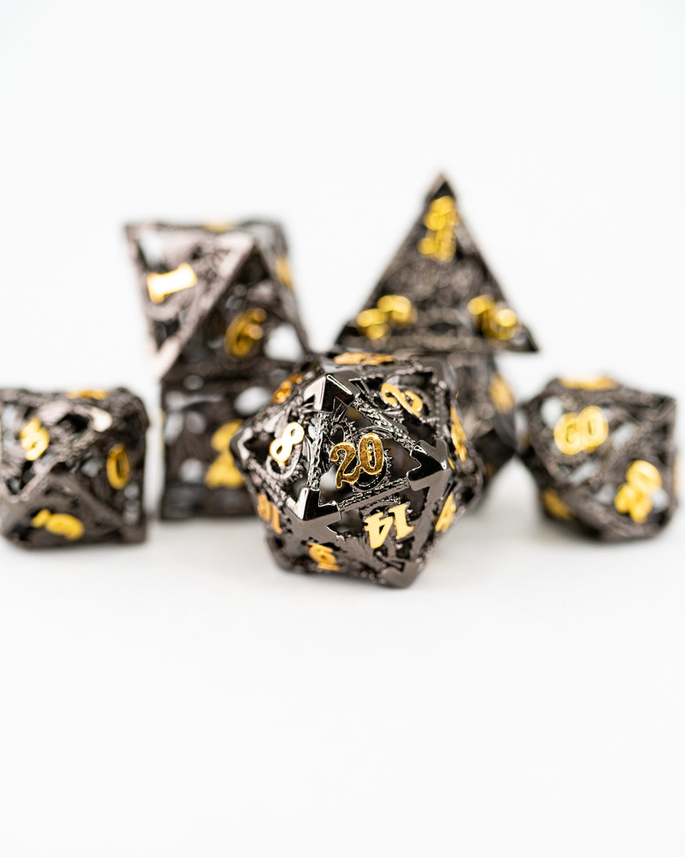 Symphony | Hollow | 7 Piece Metal Dice Set - Emberglow Gaming