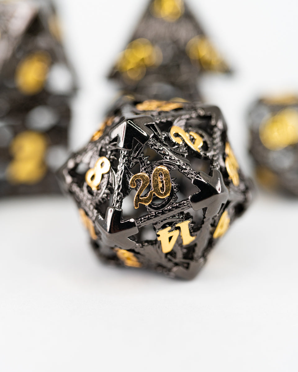 Symphony | Hollow | 7 Piece Metal Dice Set - Emberglow Gaming