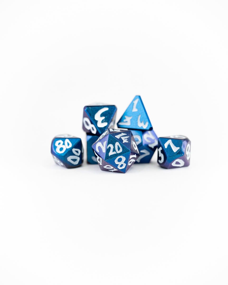 Eye of Bucephalus | Large Font | 7 Piece Metal Dice Set - Emberglow Gaming