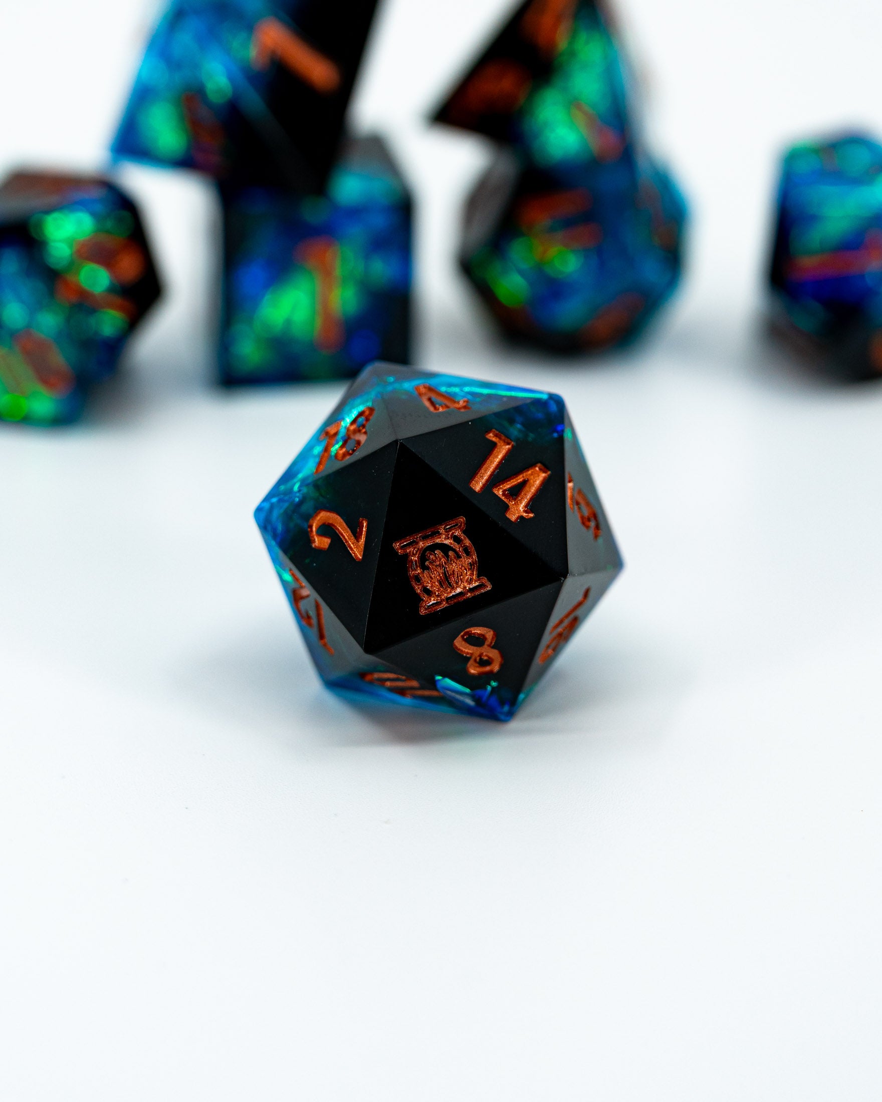 Resonance | Emberglow Original | 7 Piece Sharp Edge Resin Dice Set