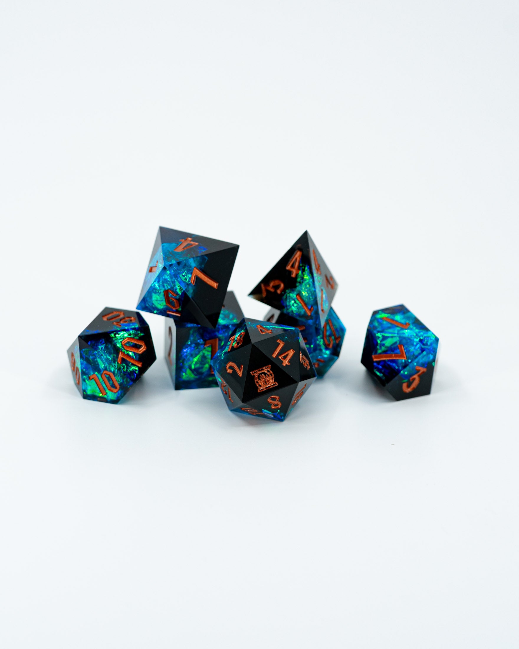 Resonance | Emberglow Original | 7 Piece Sharp Edge Resin Dice Set