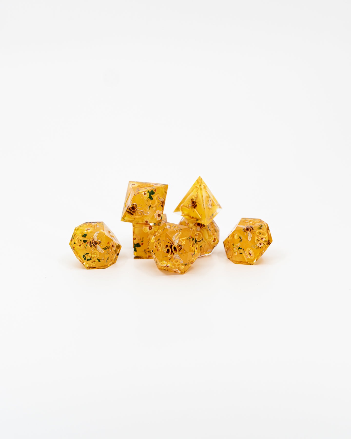 PollenHedral | Double Cast | 7 Piece Sharp Edge Dice Set