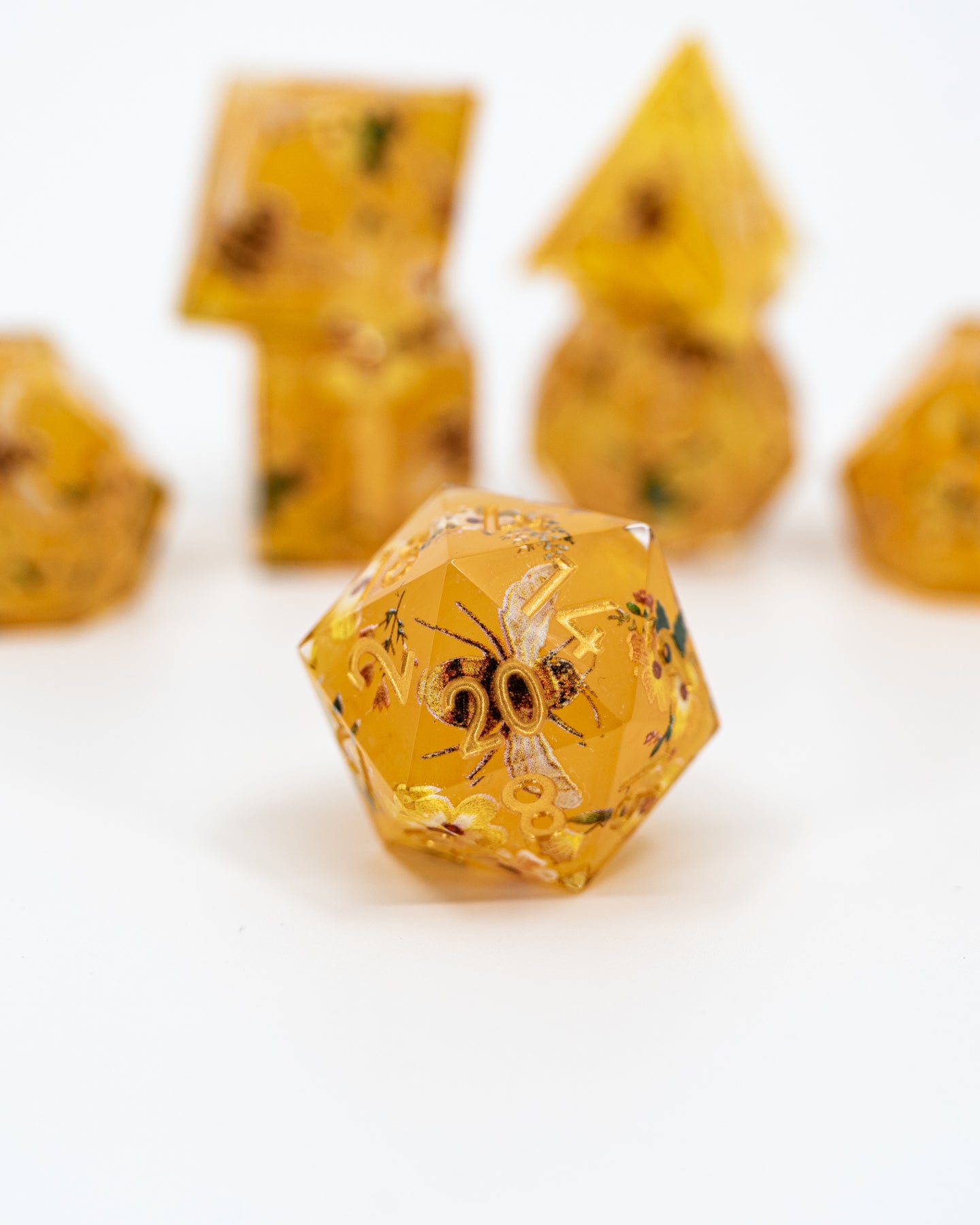 PollenHedral | Double Cast | 7 Piece Sharp Edge Dice Set