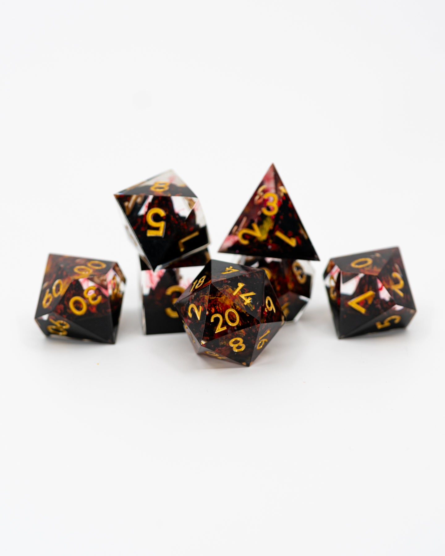 Red Mountains | Double Cast | 7 Piece Sharp Edge Dice Set