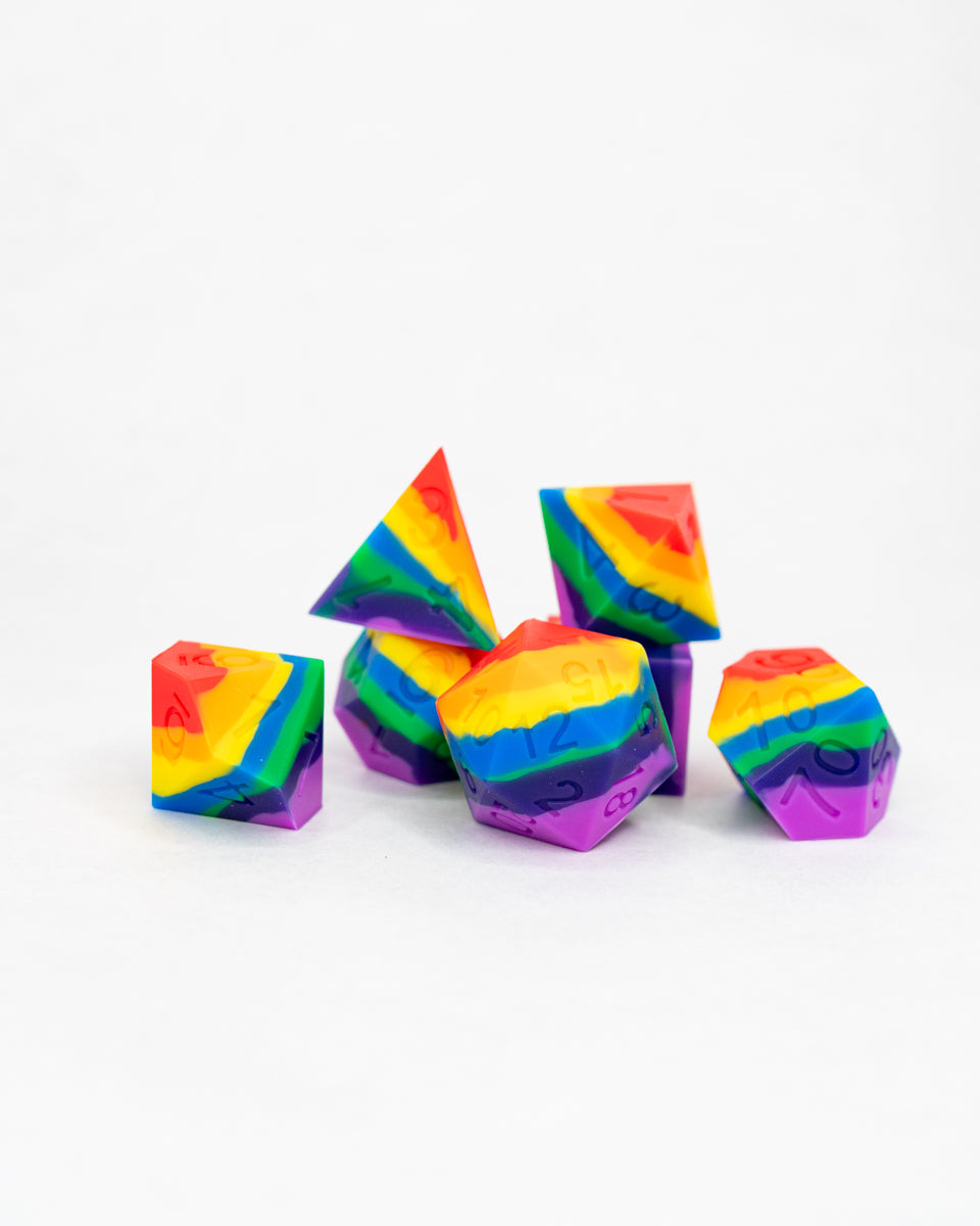 Taste the Rainbow | 7 Piece Soft Silicone Dice Set - Emberglow Gaming
