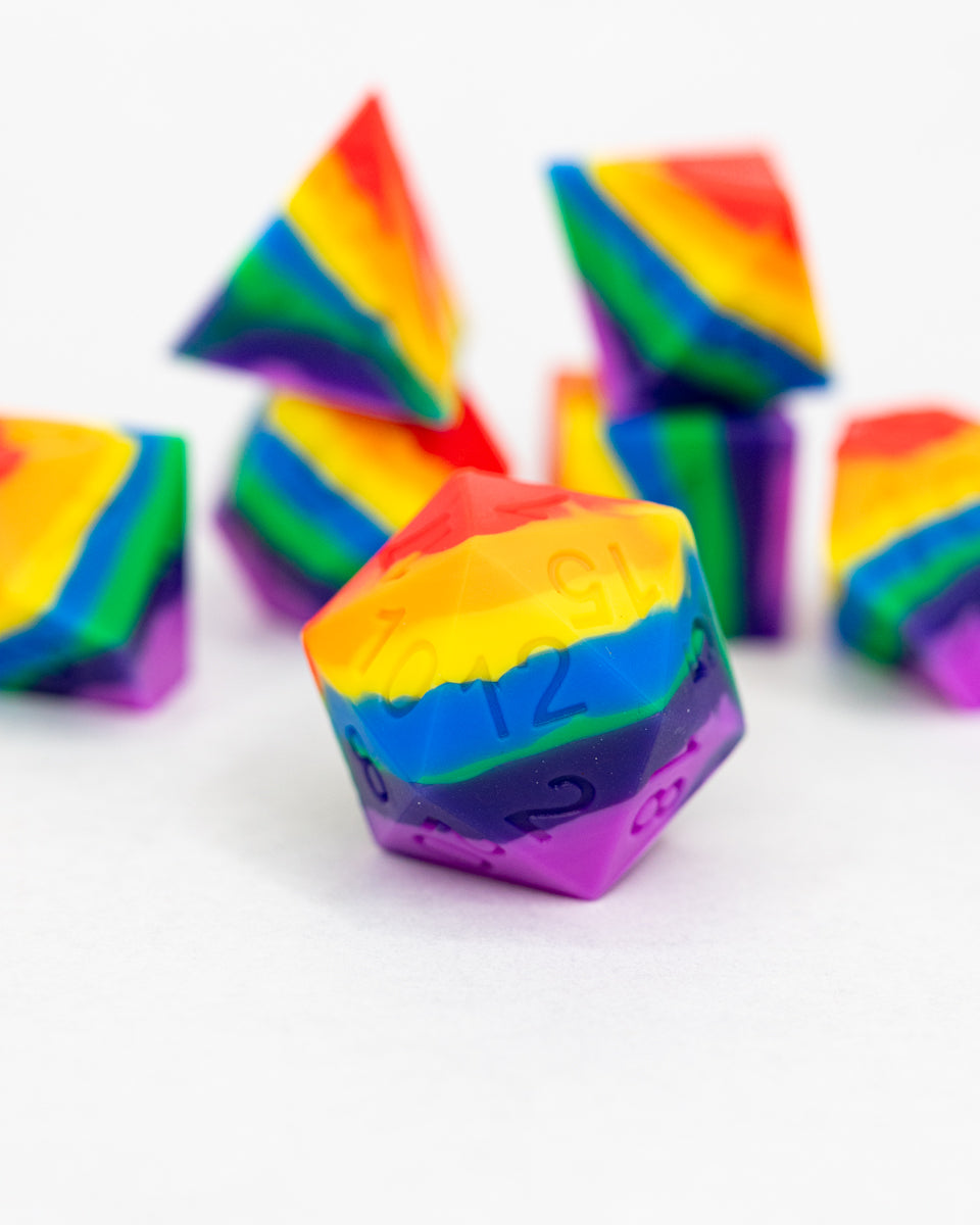 Taste the Rainbow | 7 Piece Soft Silicone Dice Set - Emberglow Gaming