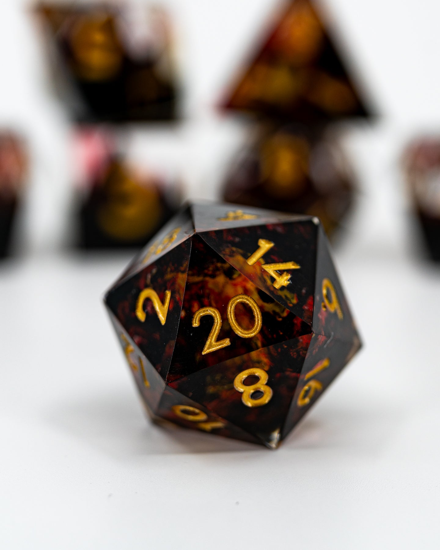 Red Mountains | Double Cast | 7 Piece Sharp Edge Dice Set