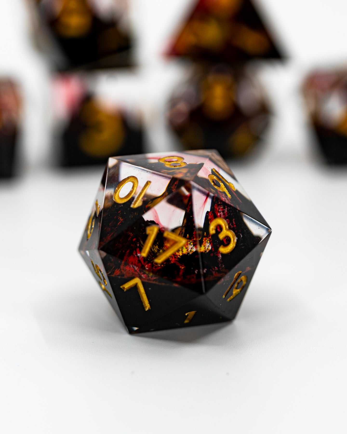 Red Mountains | Double Cast | 7 Piece Sharp Edge Dice Set