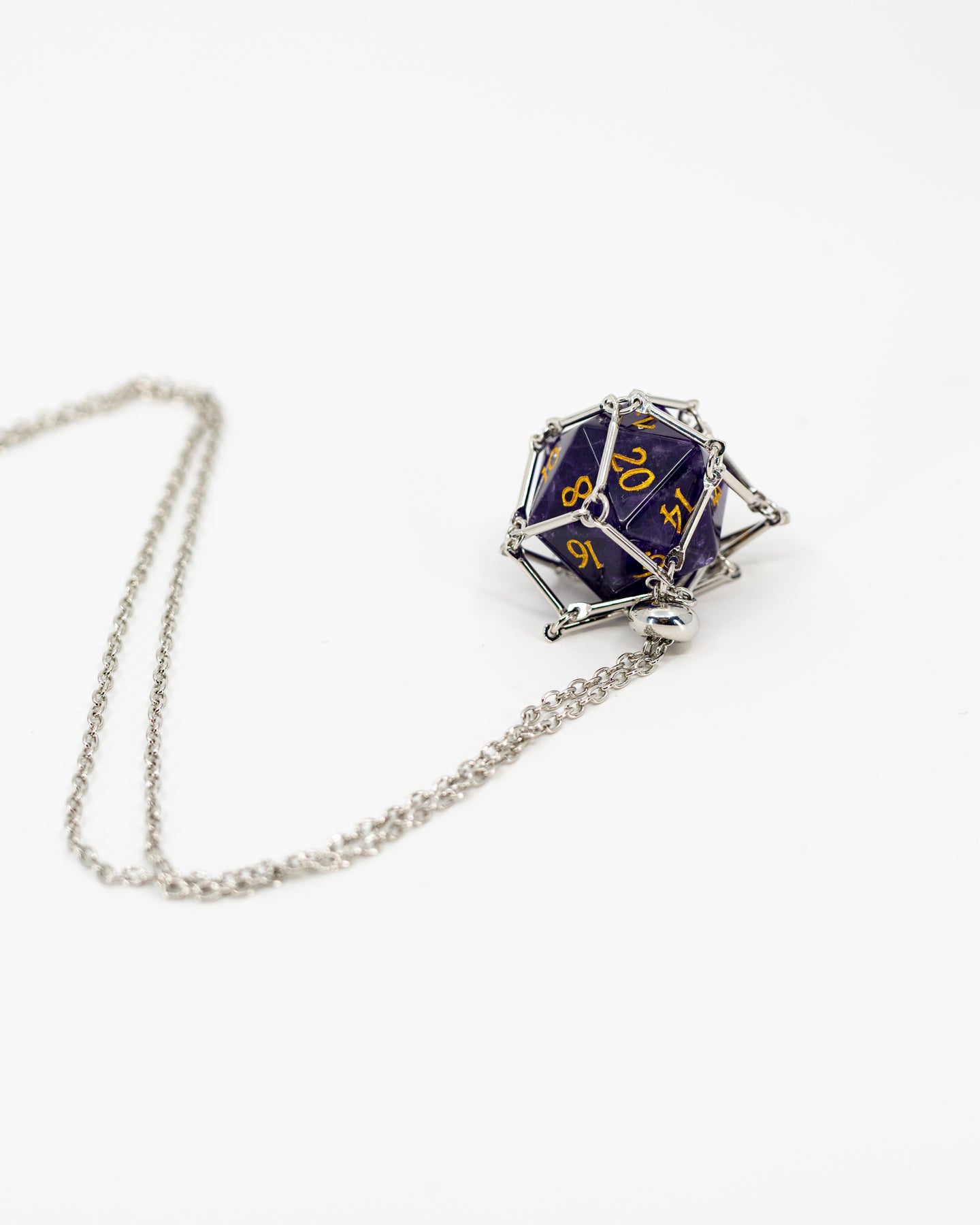 D20 Netted Pendant with Glass D20