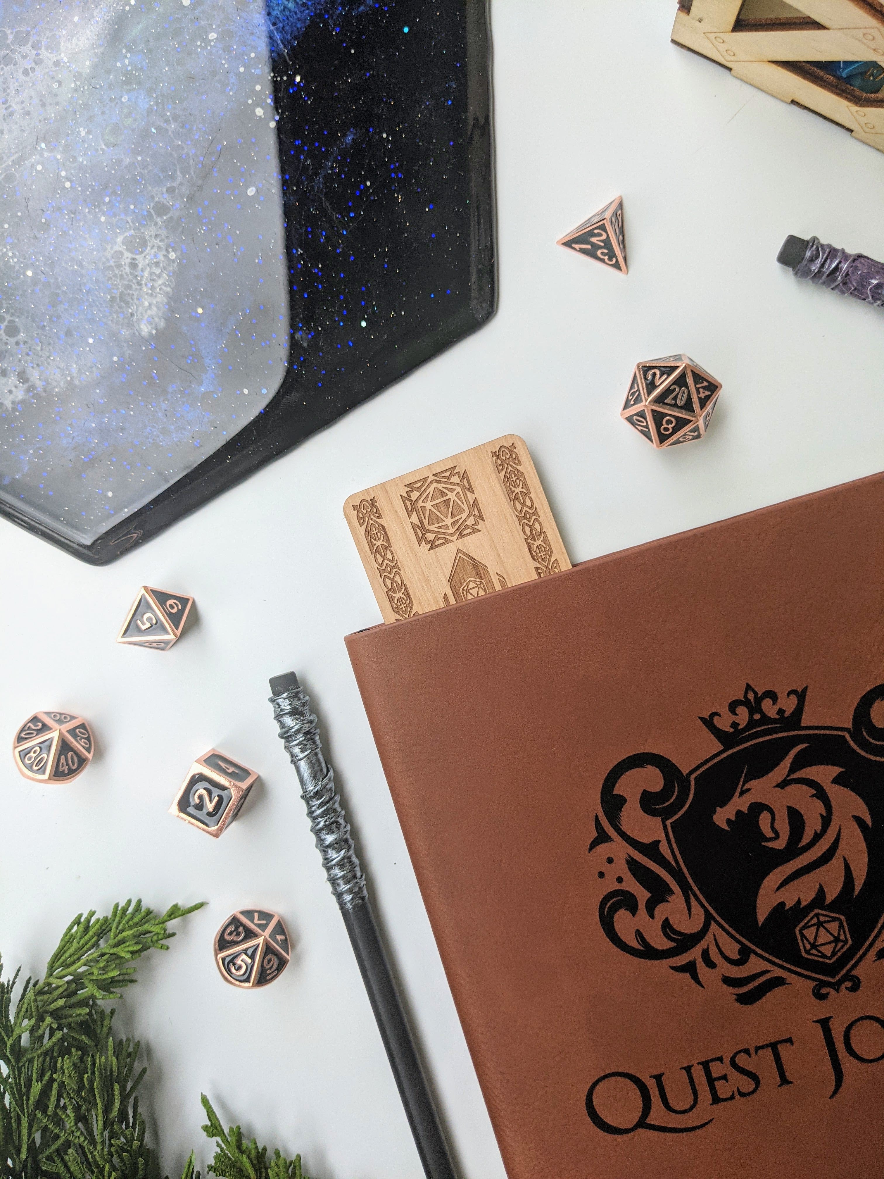 Celtic Dice Sword | Engraved Wooden Bookmark - Emberglow Gaming
