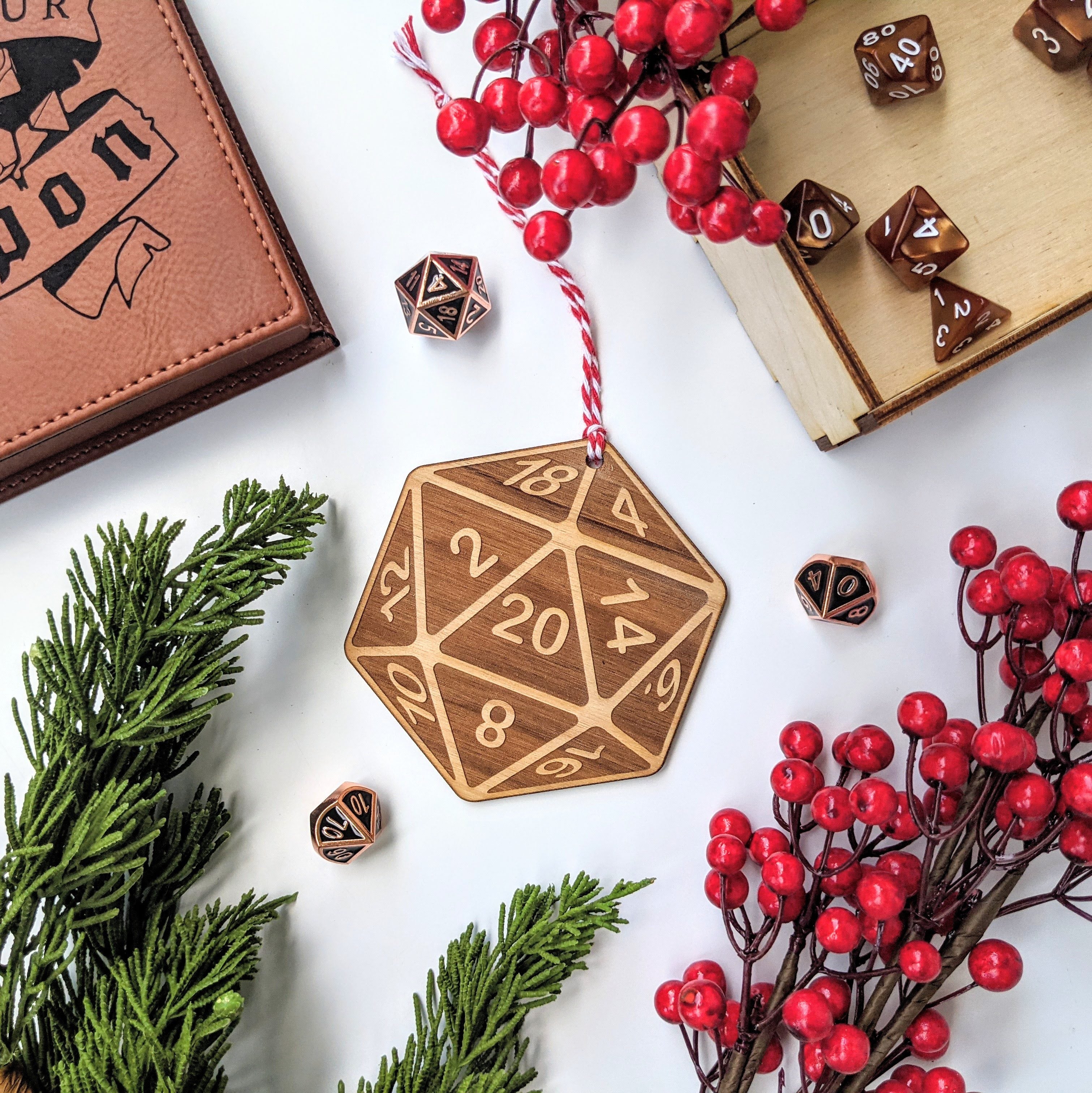 Natural 20 | Wooden Ornament - Emberglow Gaming