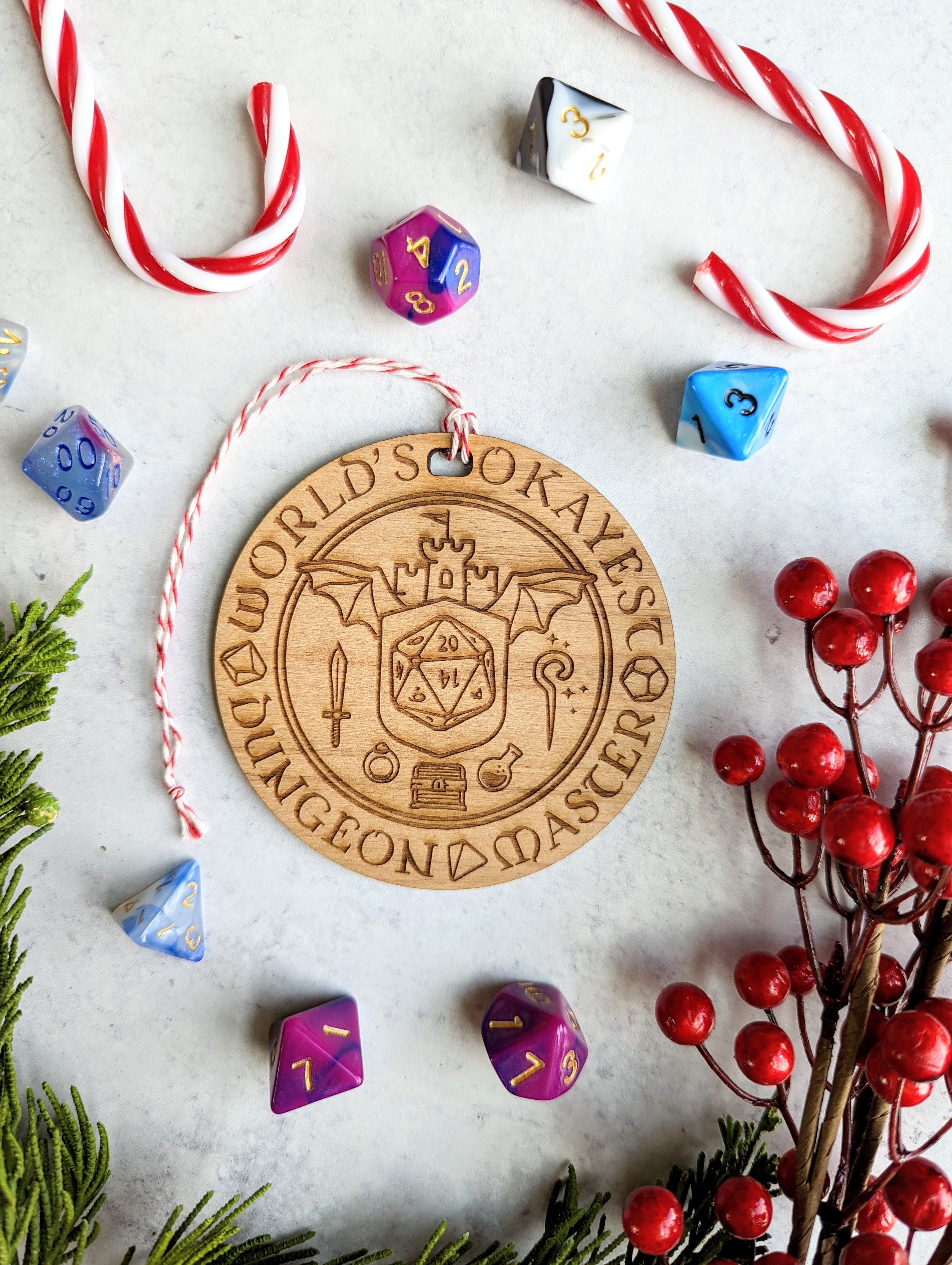 World's Okayest DM | Wooden Ornament - Emberglow Gaming