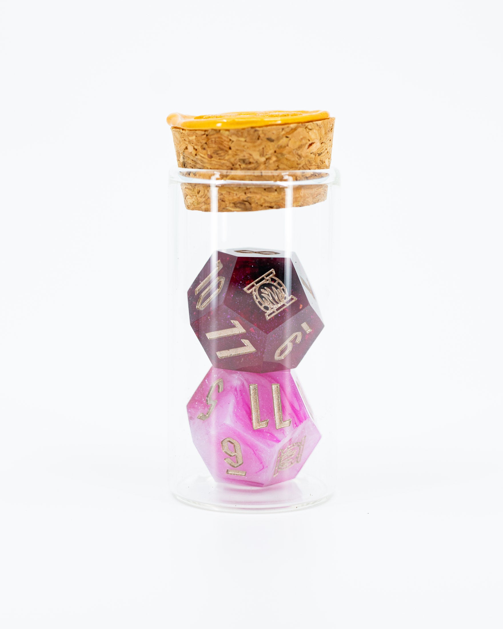 Flame/Flower | 2 Sharp Edge Resin Oversized 33mm D12 Dice | Duality Dice