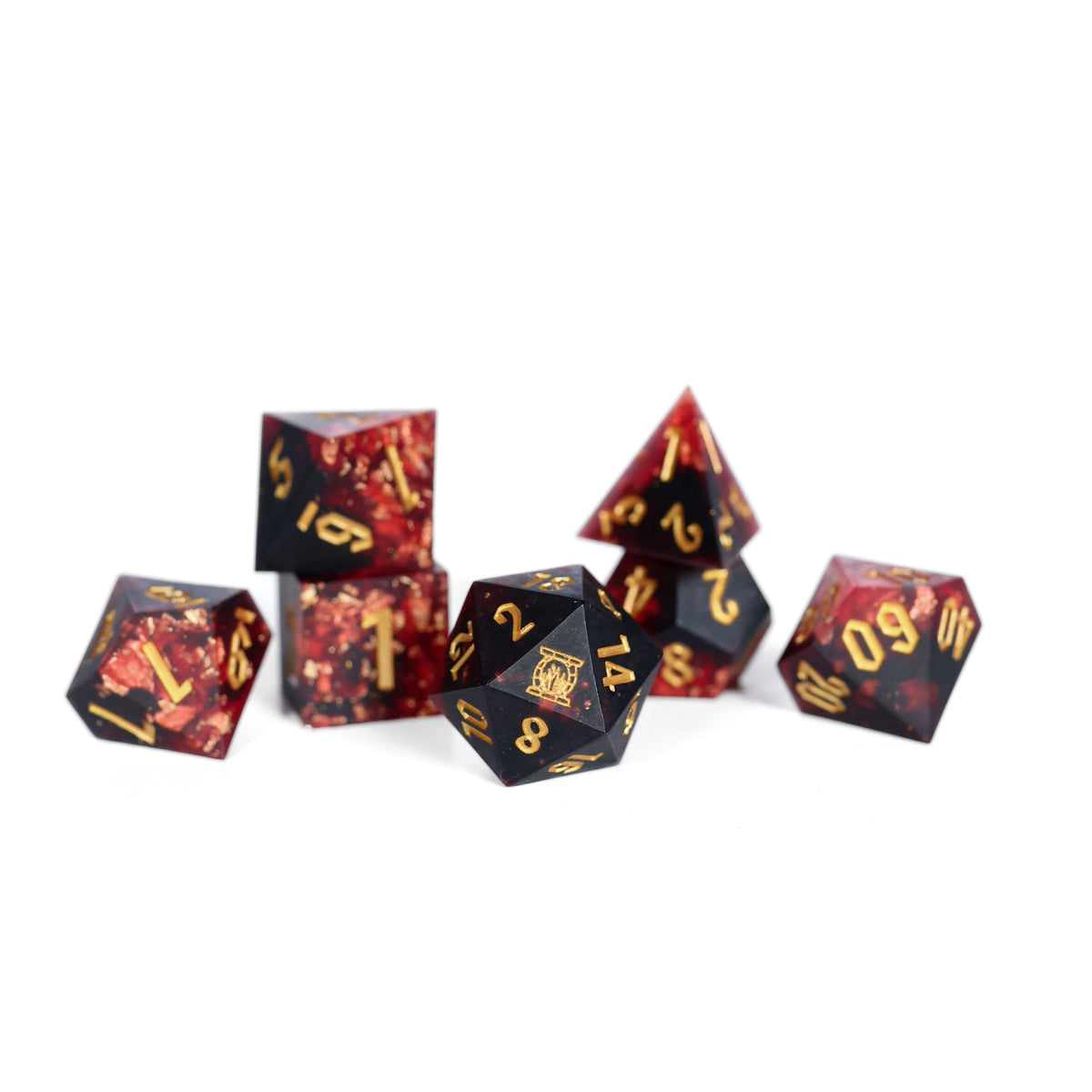 Embers | Emberglow Original | 7 Piece Sharp Edge Resin Dice Set