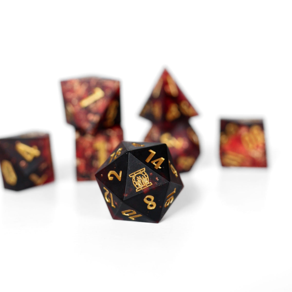Embers | Emberglow Original | 7 Piece Sharp Edge Resin Dice Set