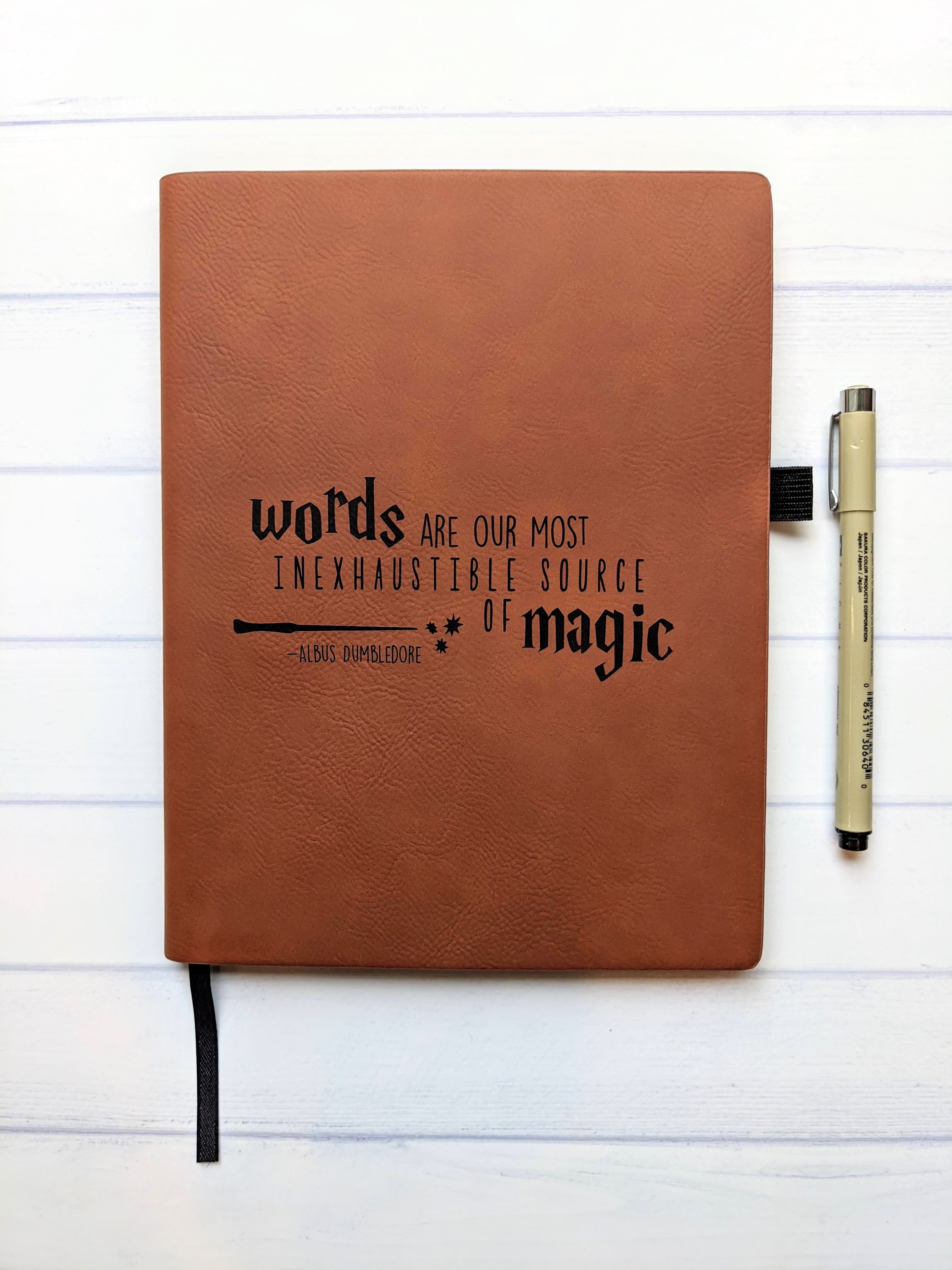 Words - Witchcraft and Wizards | Vegan Leather Lined Journal - Emberglow Gaming