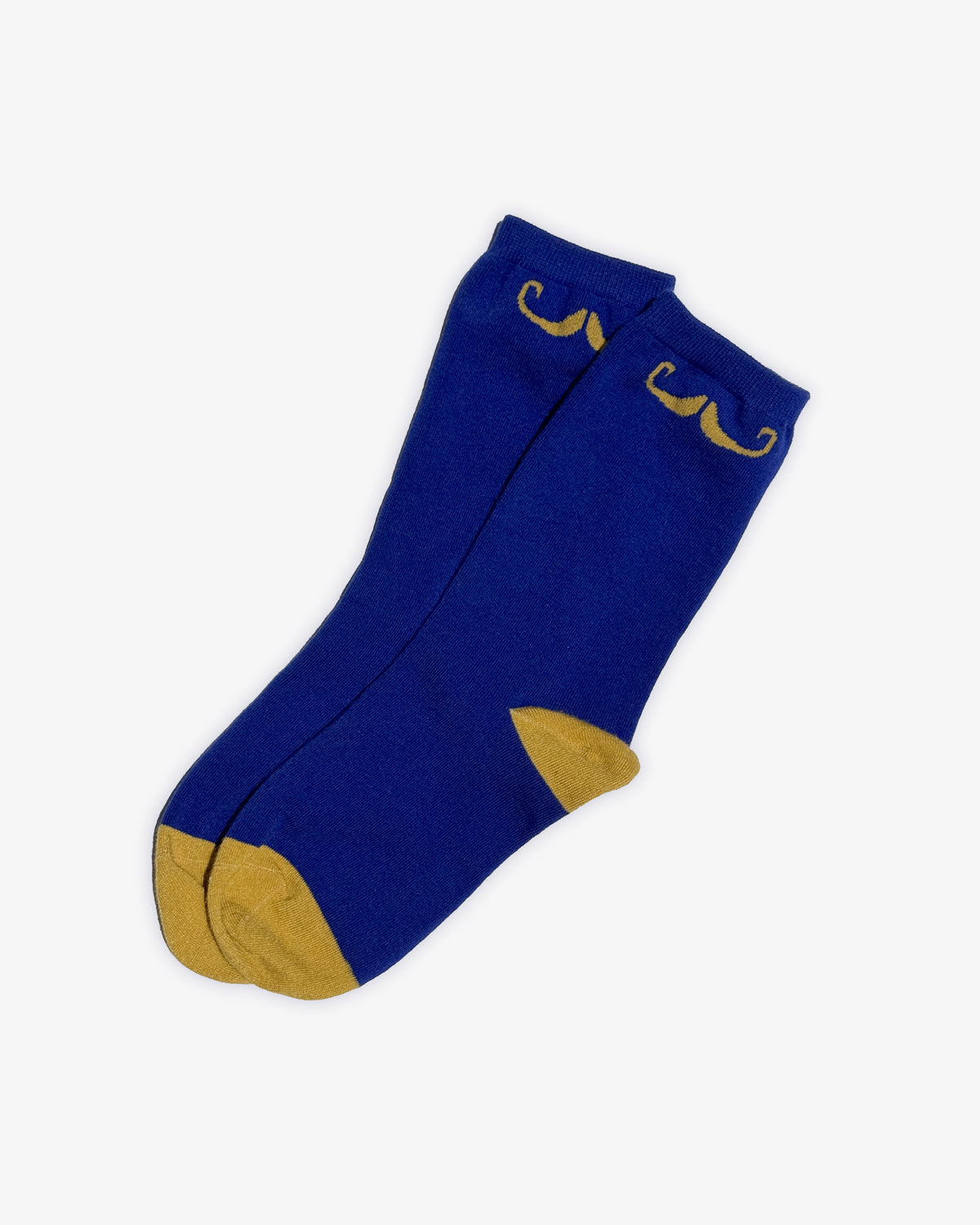 JzW Mustachio'd Foot Adorners! | Crew Cut Socks | Blue and Yellow Emberglow Gaming JzW Mustachio'd Foot Adorners! | Crew Cut Socks | Blue and Yellow Emberglow Gaming