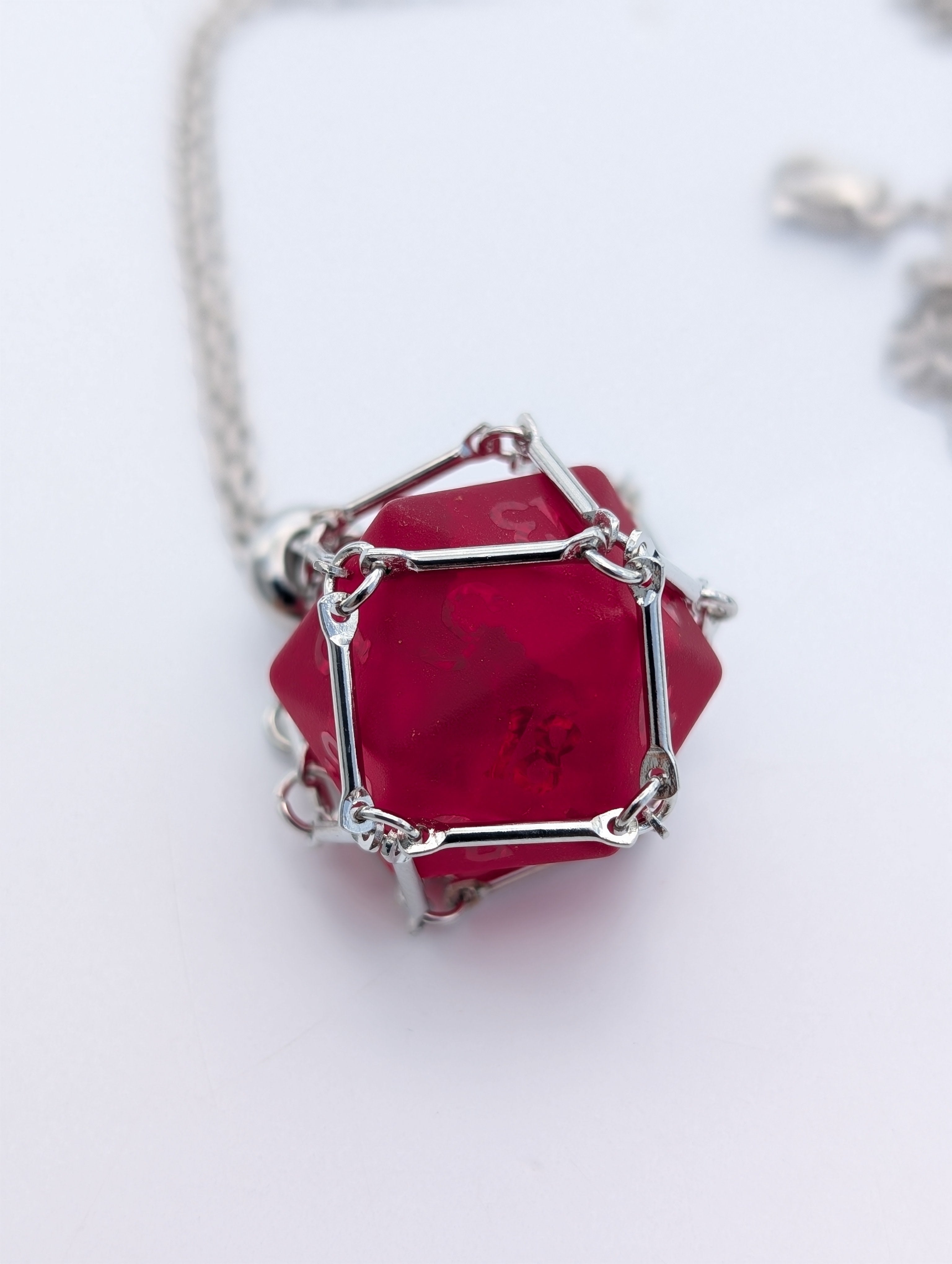 D20 Netted Pendant with Glass D20