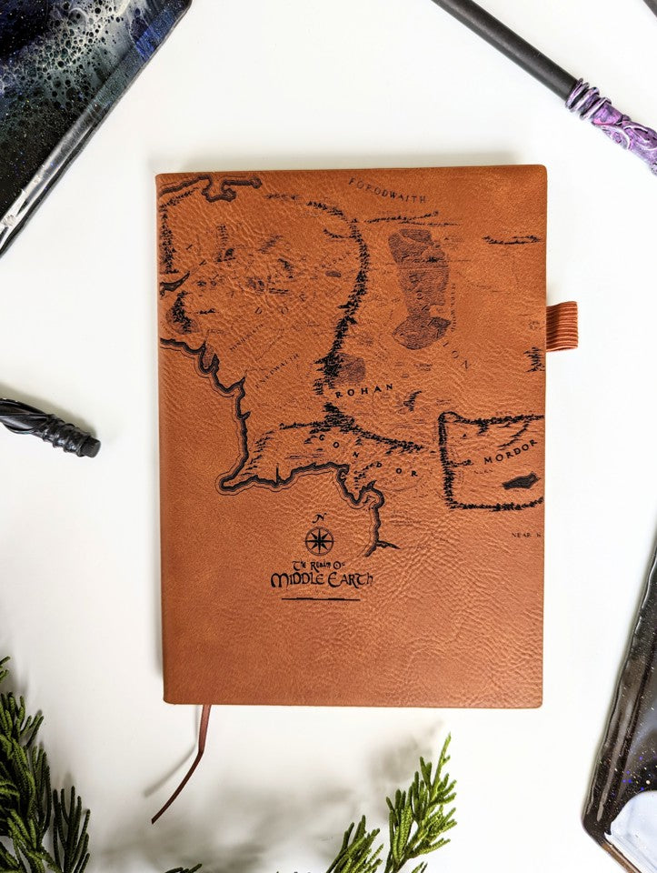 Map of Middle Earth | Vegan Leather Mini Dot Journal - Emberglow Gaming