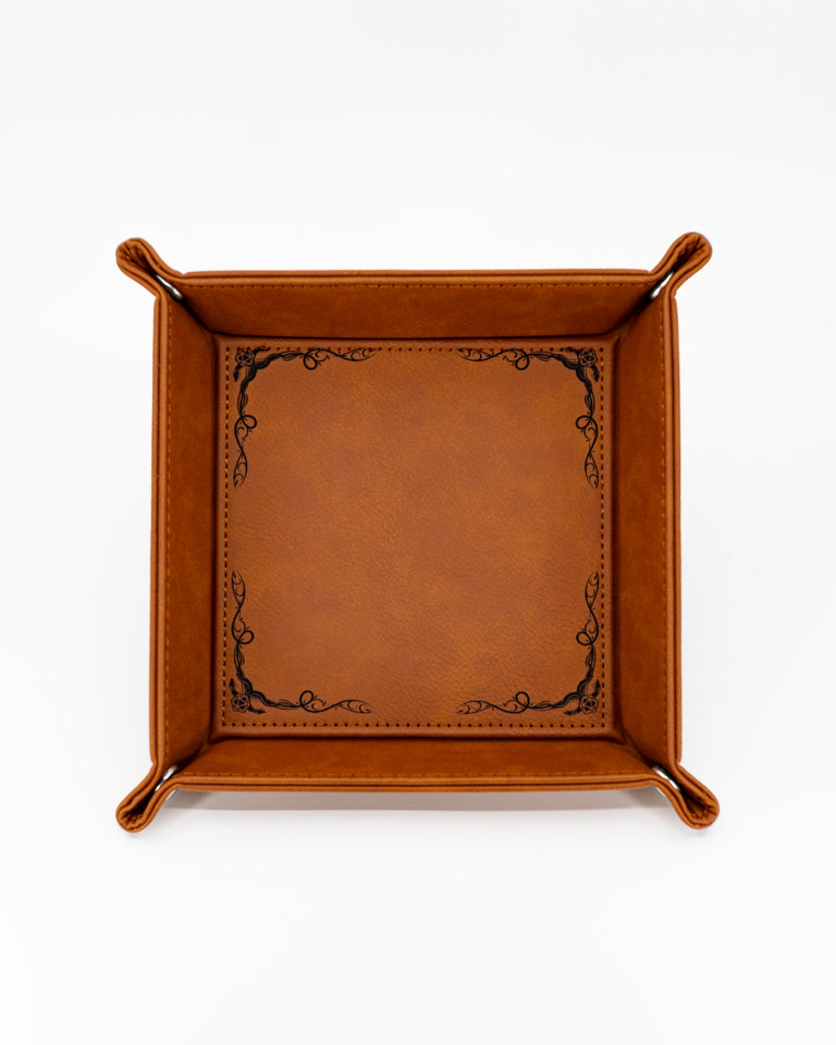 Dragon Border | Vegan Leather Dice Rolling Tray - Emberglow Gaming
