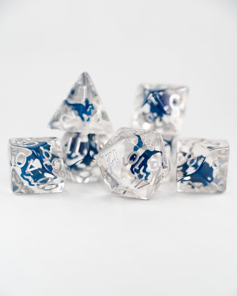 Thestral | Winged Horse | 7 Piece Acrylic Inclusion Dice Set