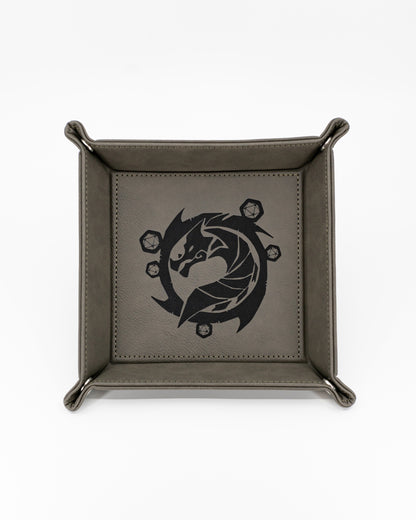 The Waiting Wyvern | Vegan Leather Dice Rolling Tray - Emberglow Gaming
