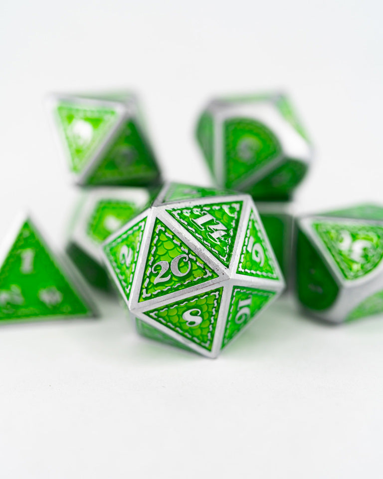Ouroboros Hide | 7 Piece Metal Dice Set - Emberglow Gaming