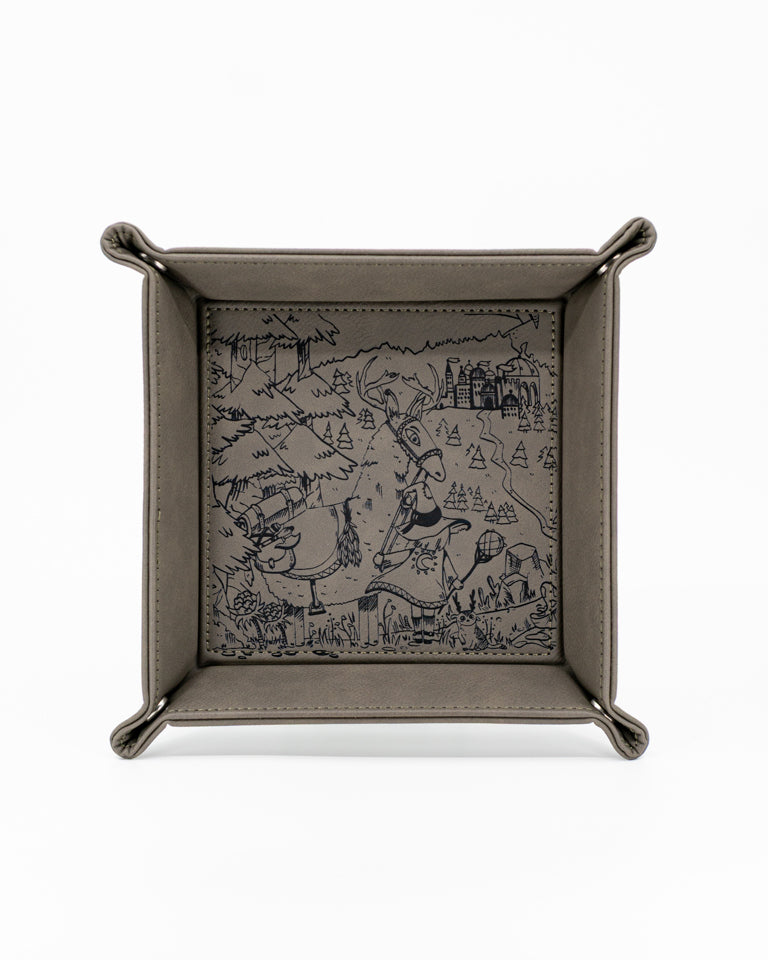 The Beginning | Vegan Leather Dice Rolling Tray - Emberglow Gaming