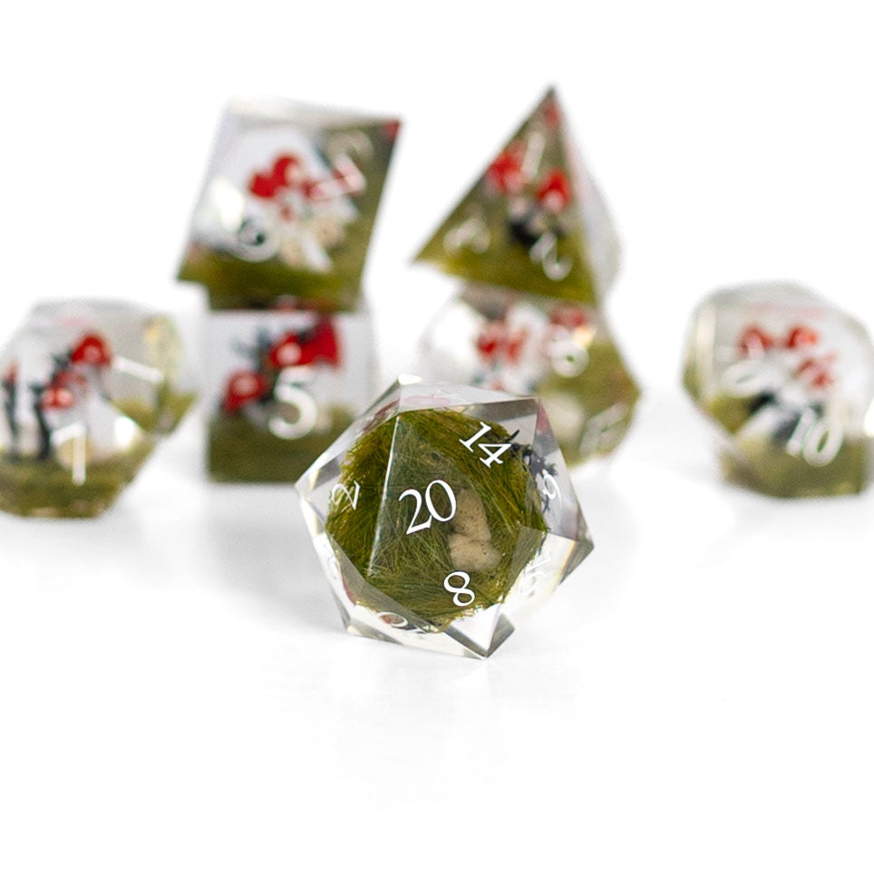 Absolem’s Magic Mushrooms | 7 Piece Sharp Edge Inclusion Dice Set