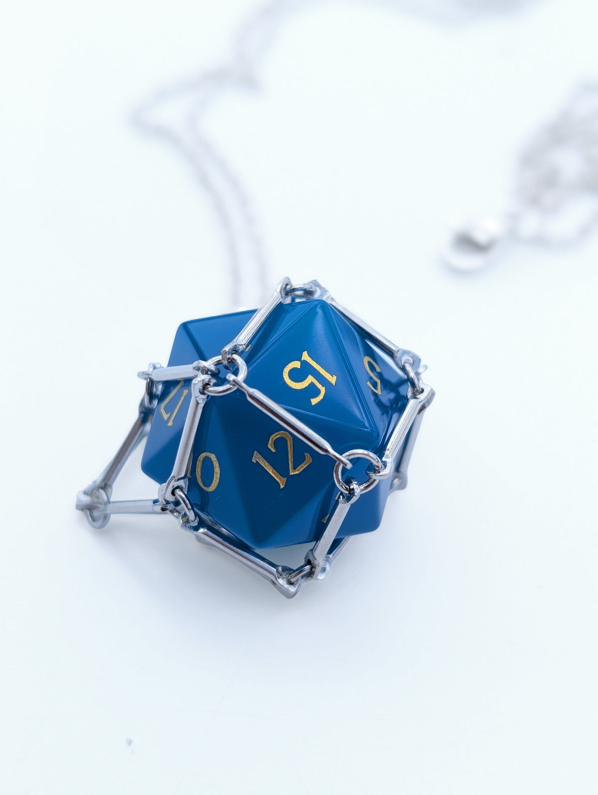 D20 Netted Pendant with Glass D20