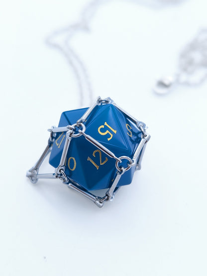 D20 Netted Pendant with Glass D20