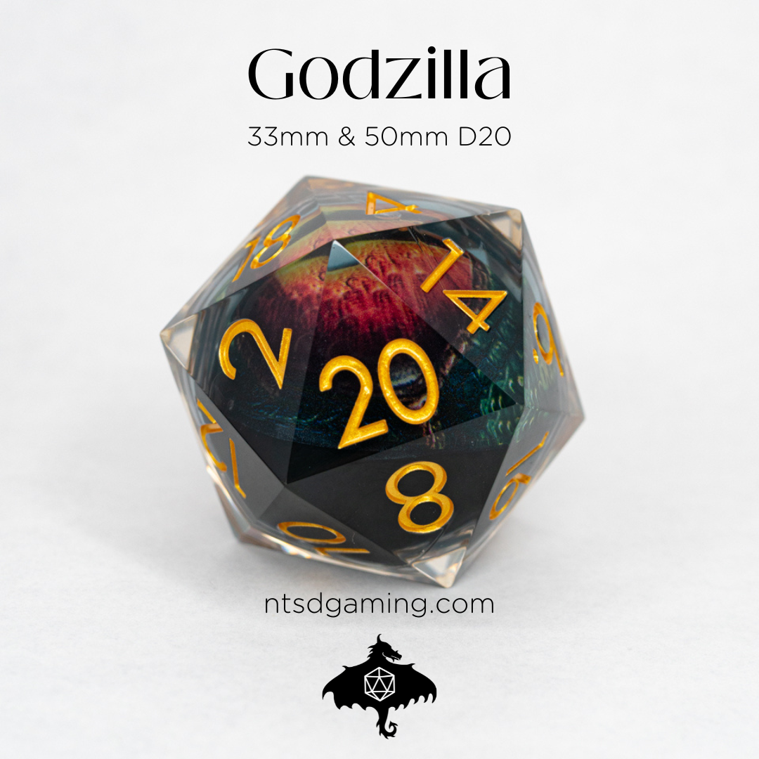 Godzilla | Floating Eye Inclusion | 33MM Sharp Edge D20 - Emberglow Gaming