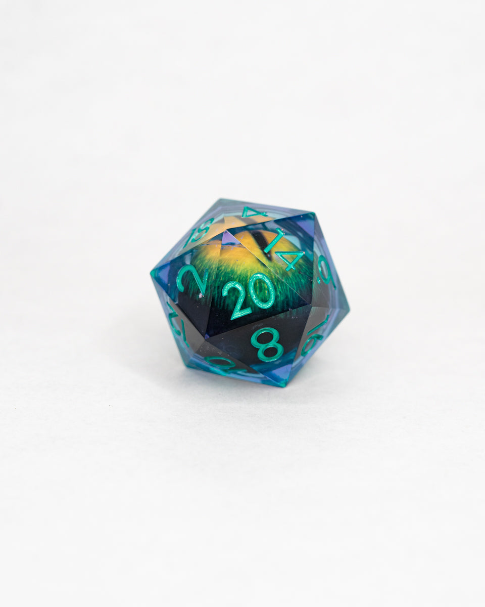 Cthulu | Floating Eye Inclusion | 33MM Sharp Edge D20 - Emberglow Gaming