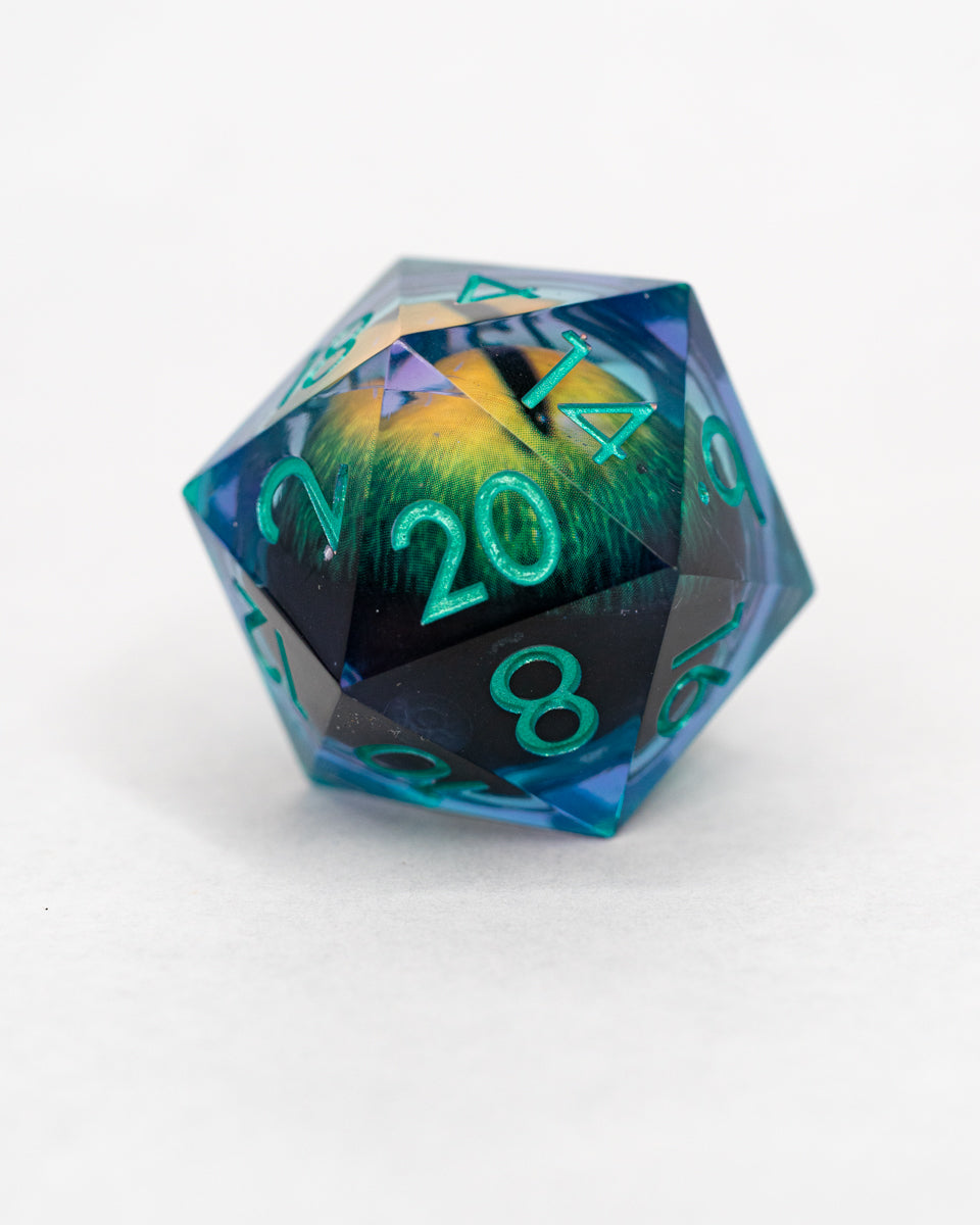 Cthulu | Floating Eye Inclusion | 33MM Sharp Edge D20 - Emberglow Gaming