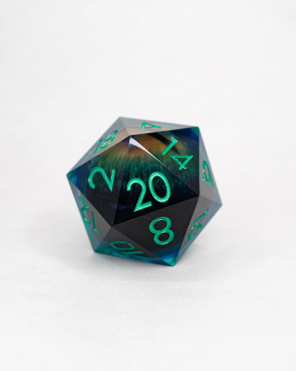 Cthulu | Floating Eye Inclusion | 33MM Sharp Edge D20 - Emberglow Gaming