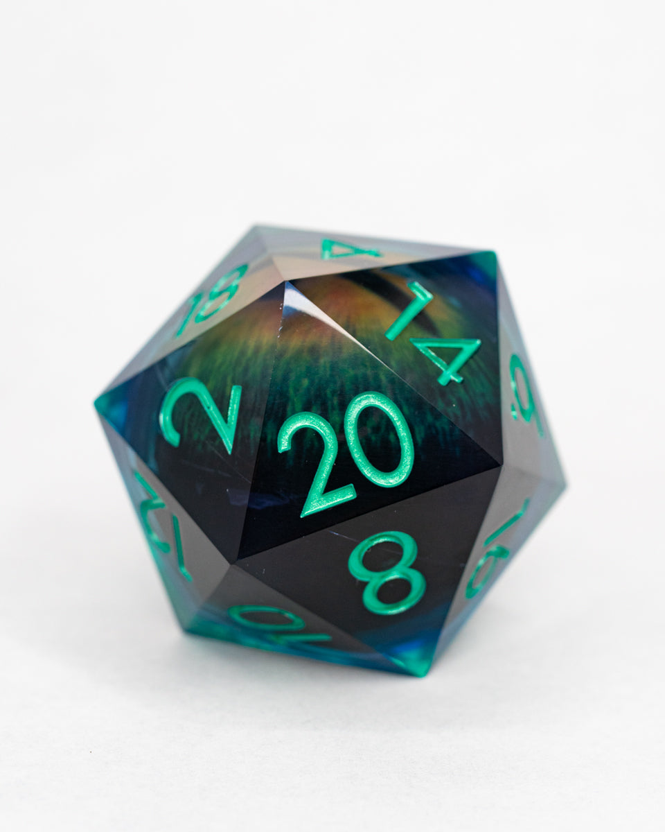 Cthulu | Floating Eye Inclusion | 33MM Sharp Edge D20 - Emberglow Gaming