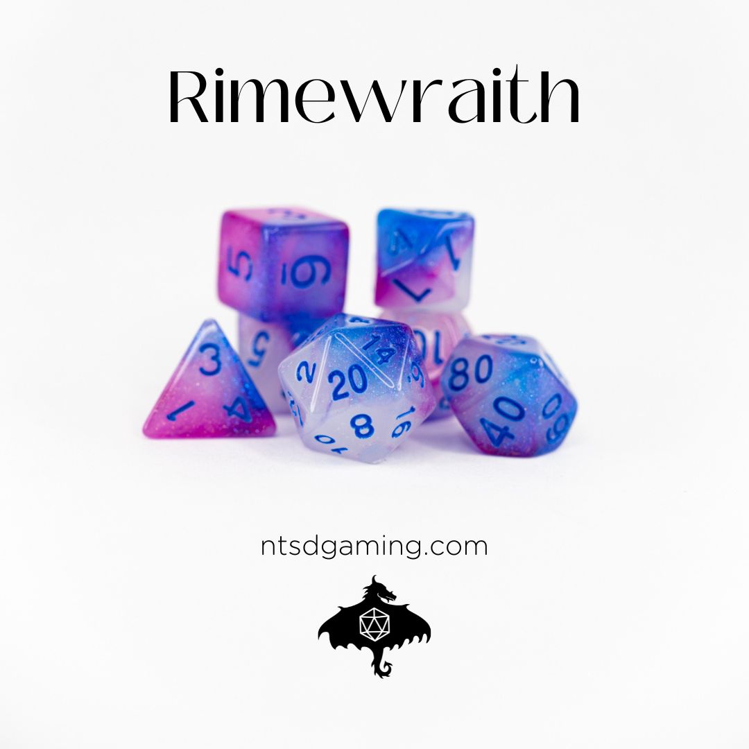 Rimewraith | 7 Piece Acrylic Dice Set | Emberglow Gaming