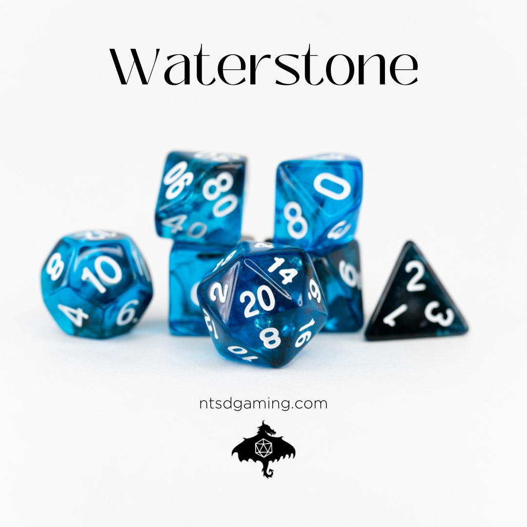 Waterstone | 7 Piece Acrylic Dice Set - Emberglow Gaming