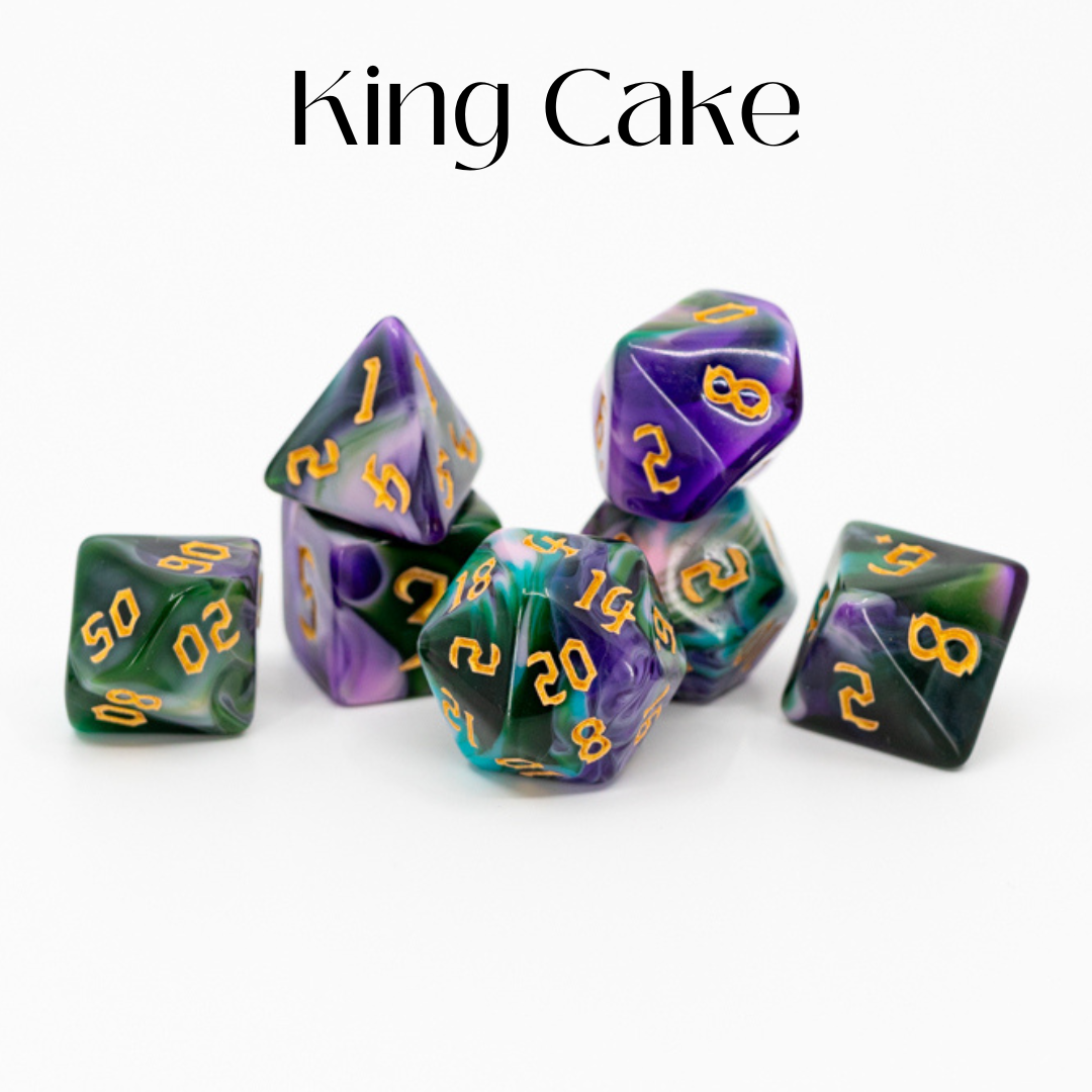 King Cake | 7 Piece Acrylic Dice Set - Emberglow Gaming