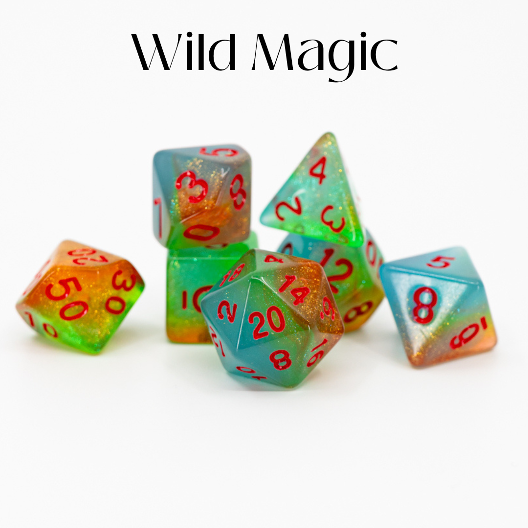 Wild Magic | 7 Piece Acrylic Dice Set - Emberglow Gaming