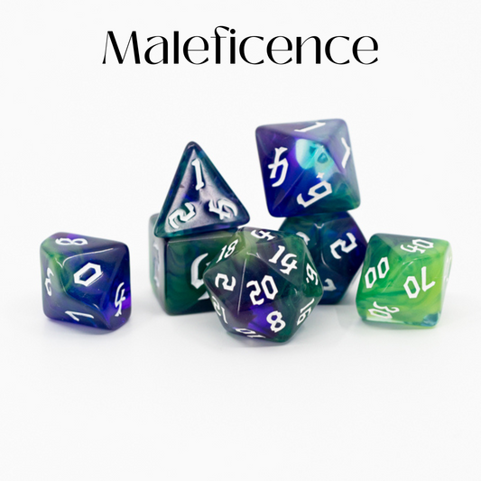 Maleficence | 7 Piece Acrylic Dice Set - Emberglow Gaming