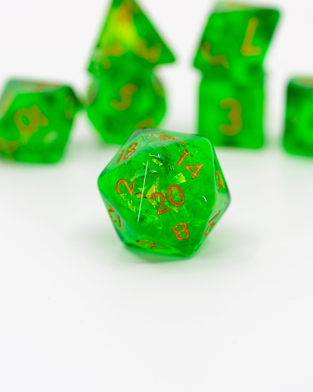 Gelatinous Cube | 7 Piece Acrylic Dice Set - Emberglow Gaming